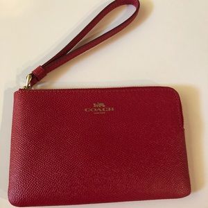Coach Red Leather Zip Wallet